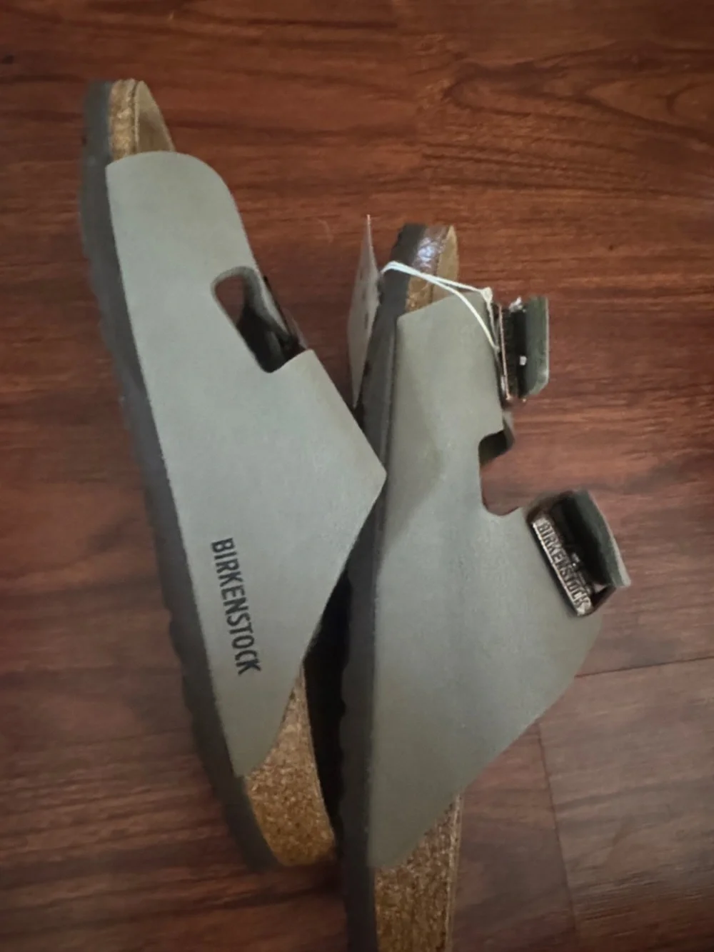 Birkenstock Double-Strap Sandals in Light Gray stone W/ Bronze Buckles - Arizona